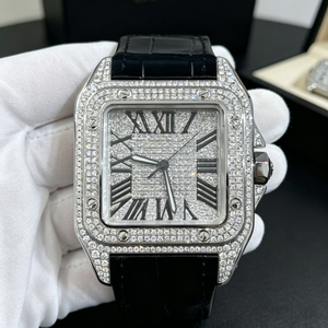 Montre de luxe en moissanite de qualité supérieure, cadran carré avec chiffres romains, montre mécanique étanche, montre tendance pour homme - Product Image 3