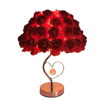Lampe de table fleur éternelle avec alimentation secteur lumière d'ambiance décorative rose E26