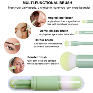 Haute qualité 4-en-1 luxe poils synthétiques naturels cheveux pinceaux de maquillage ensemble télescopique visage cosmétique poudre fard à paupières brosse - Product Image 2