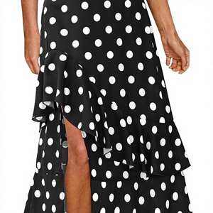 Jupe mini taille haute noire et blanche unie pour femme avec fente haute, style sexy et clubbing, anti-plis, été - Product Image 3