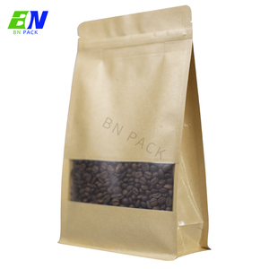 Stock de pochette Doypack debout sac d'emballage alimentaire en papier kraft brun avec fenêtre zippée - Product Image 4