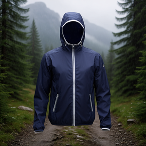 Chaqueta Cortavientos con Capucha para Exteriores, Azul Marino, Impermeable, Ligera, para Senderismo, para Hombre y Mujer - Product Image 3