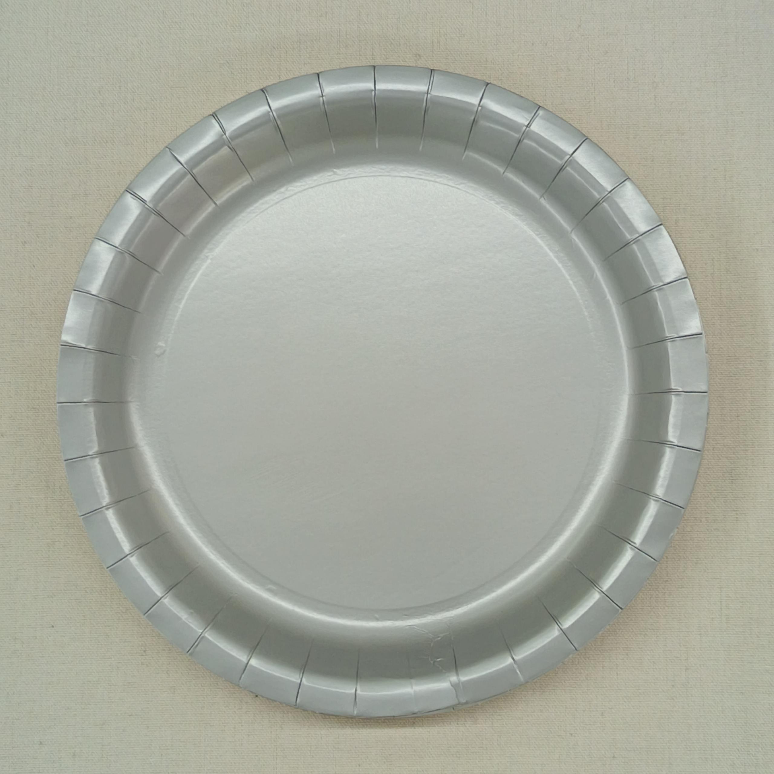 Plato de papel plateado de 9 pulgadas * 10 piezas