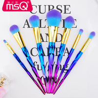 Ensemble de 8 pinceaux éventail professionnels MSQ de haute qualité à poils synthétiques et manche en plastique pour le visage, le fond de teint et le correcteur