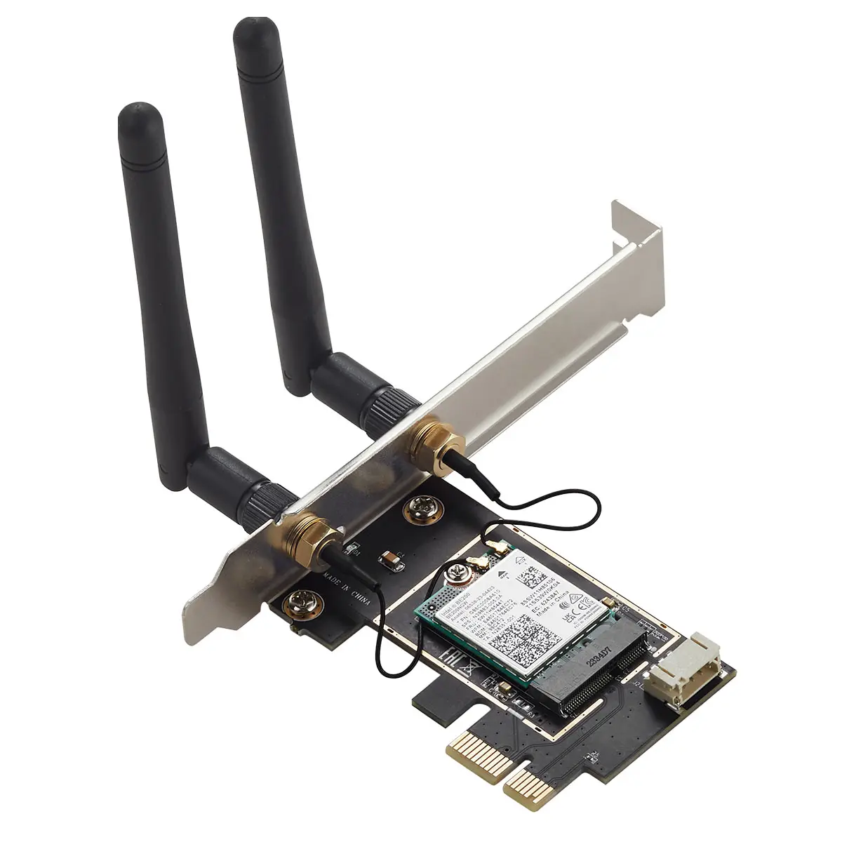 IOCREST Wireless WiFi 7 Intel BE200 PCI-E Placa de rede Bluetooth 5.4 Tri Band 2.4G & 5G & 6GHz 8774Mbps BE200NGW Chip 802.11be