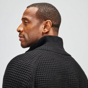 Maglione a collo alto termico in cotone lavorato a Waffle da <span class=keywords><strong>uomo</strong></span> - Product Image 6