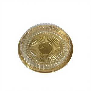 Mini Bandeja para Sushi Desechable de Plástico PET Dorado, Contenedor Redondo Personalizado de 5/<span class=keywords><strong>6</strong></span> Pulgadas para Pastel, Caja de Empaque para Sushi y Rollitos Primavera con Tapa - Product Image 1