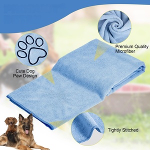 Serviettes pour chiens en gros pour sécher les animaux de compagnie, 4 couleurs, absorbantes, 100 % coton, 2 tailles, kit de bain pour chiens, personnalisable - Product Image 2
