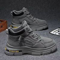 Bottes Martin tendance pour hommes en gros, tige en PU artificiel, semelle robuste résistante à l'usure, bottes courtes décontractées style streetwear
