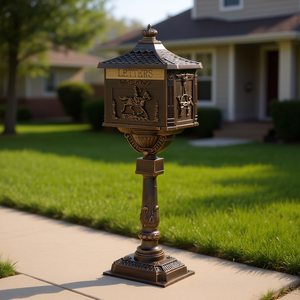 Boîte aux lettres vintage DB en aluminium moulé avec serrure à clé, boîte postale extérieure robuste en acier, finition thermolaquée, accès frontal, 2 - Product Image 2