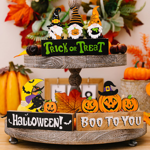 Decoraciones de Madera para Halloween, Calabaza, Fantasma, Gnomo, Letreros, Adornos de Mesa para Interiores, Serigrafía Hecha a Mano - Product Image 2