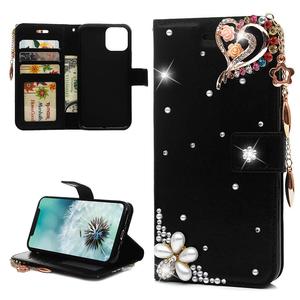 Nuova <span class=keywords><strong>Cover</strong></span> 3D Artigianale in Pelle PU Nera con Cristalli Bling Diamantati per <span class=keywords><strong>iPhone</strong></span> <span class=keywords><strong>11</strong></span> 12 13 14 15 16 17 Pro Max Plus - Product Image 2