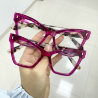 Montures de lunettes optiques œil-de-chat surdimensionnées en acétate, couleur dégradée, motif floral, en stock, vente en gros