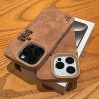 Nouvelle coque de téléphone en cuir PU souple effet agneau avec protection de caméra surélevée pour iPhone 17 Pro Max 16 15