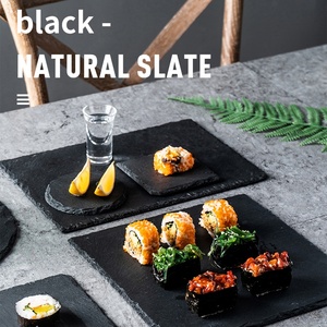 <span class=keywords><strong>Planche</strong></span> à fromage en <span class=keywords><strong>ardoise</strong></span> noire à bord naturel écologique pour la cuisine, la salle à manger, le gâteau, la viande et l'apéritif. - Product Image 5