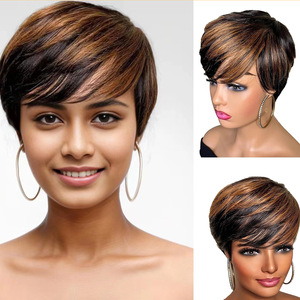 Vente en gros Perruques courtes pour femmes noires en cheveux humains <span class=keywords><strong>coupe</strong></span> Pixie - Product Image 1
