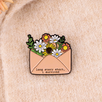 Broche émaillée inspirée des chanteuses, motif fleurs et enveloppe, épingles de revers, badges, accessoires vestimentaires, bijoux, cadeau pour fans
