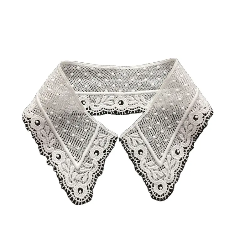 factory manufacturer 100% Polyester fashion neck embroidery crochet white lace collar for shirt