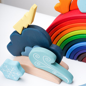 Wooden Weather <b>Building</b> <b>Blocks</b> Set For Children Early Education Creative Play 2 To 4 Years Old Unisex Toy - Product Image 5