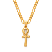 Collar con Colgante de Cruz Egipcia de 2.5CM, Ankh Unisex, Color Dorado, Joyería Africana para Bodas y Fiestas - Llave del Nilo # 057006B