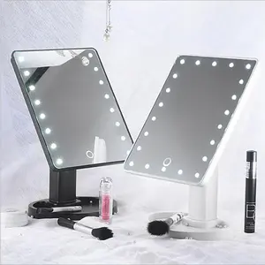 Espejo de maquillaje con pantalla táctil, espejo LED Plegable, portátil, 16 luces LED