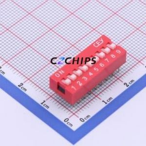 DS1040-09RN DIP Switch Through hole Component (THT) Switch 9-Bit 2.54mm Red - Product Image 1