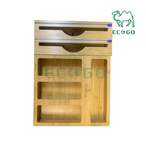 Organisateur de stockage de sac Ziplock en bambou avec organisateur de papier d'aluminium distributeur de papier ciré - Product Image 3