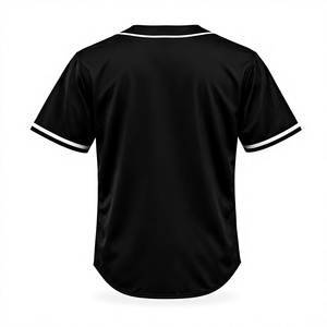 Camiseta de Béisbol Personalizada para Hombre, Negra, Transpirable, de Manga Corta |   Uniformes Deportivos Personalizables con Botones para Equipos de Hip Hop - Product Image 4