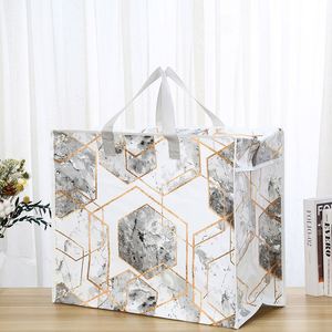 Recyclable Eco-Friendly Reusable <b>Shopping</b> <b>Bag</b> with <b>Zipper</b> Closure Custom Size & Handle - Product Image 6