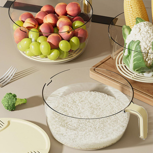 Multifunctional Kitchen <b>Storage</b> Containers Vegetable Fruit Rice Plastic Draining <b>Basket</b> With Lid <b>for</b> Fridge - Product Image 3