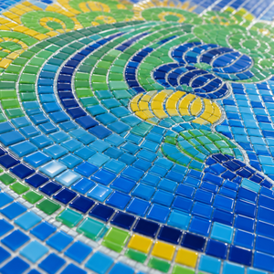 Mosaïque murale de luxe en verre thermofusible motif paon, haute fidélité, pour la décoration des murs de fond de stades, parcs aquatiques, gymnases et piscines extérieures - Product Image 4