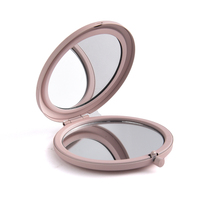 Miroir rond à double miroir sérigraphie fer à repasser en métal rose