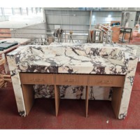 Comptoir de réception de bureau minimaliste et élégant en marbre, bureau en pierre naturelle sur mesure pour hôtel et lieu de travail