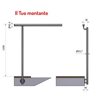 VERTICAL Ø 33,7 PASAMANOS DESPLAZADOS TRAVESANAS SKU 304 Acero inoxidable satinado AISI Balaustradas de fijación lateral Pasamanos - Product Image 1