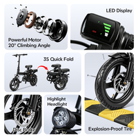 Vélo électrique pliable léger sans balais, moteur 350W, batterie au plomb-acide 48V, vélo électrique de ville pliable pour adultes