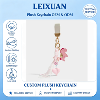 Porte-clés poney en cuir rose Kawaii avec pompon en ruban dentelle et pendentif cœur 3D, breloque médaillon doré, accessoire de sac à main en PU