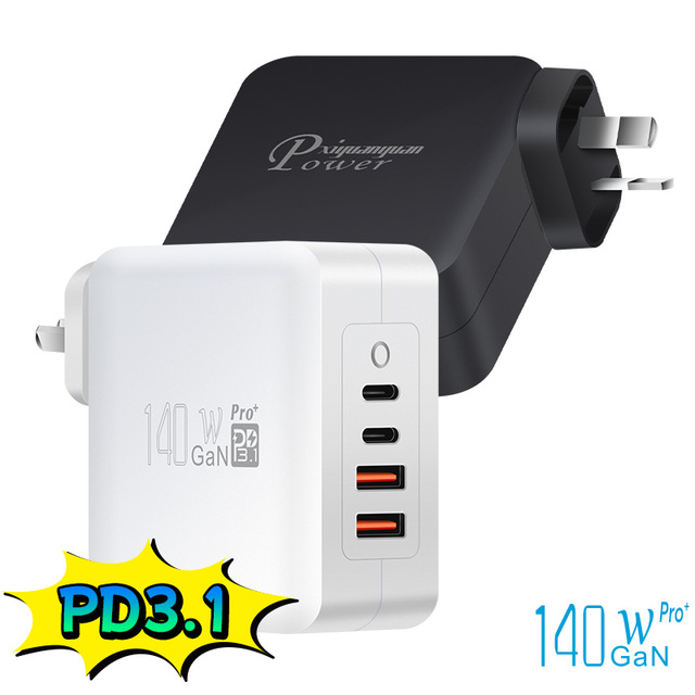 Australia Aus Wall Plug 140 Watts Pd3.1 Type c Usb a Multi Port Smart QC Gan Charger 140 Watt for Cellphone Laptop Fast Charging