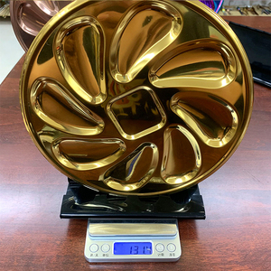 <span class=keywords><strong>Assiette</strong></span> à huîtres ronde en acier inoxydable doré coloré Restaurant bon marché Grill Buffet Fruits de mer <span class=keywords><strong>Assiette</strong></span> en acier inoxydable - Product Image 2