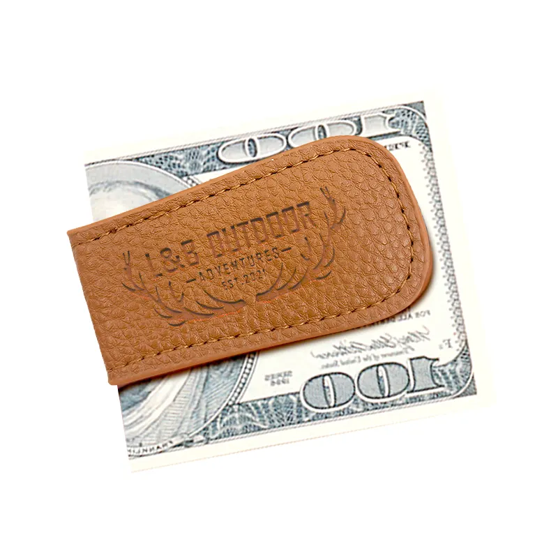 Portafogli personalizzati di fabbrica fermasoldi in pelle e porta carte di credito logo personalizzato accessori magnetici portafoglio per uomo