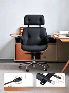 Silla Ejecutiva de Lujo con Estructura de Nogal y Cuero Genuino, Respaldo Alto Ergonómico 117 °   Silla Giratoria Reclinable - Product Image 2