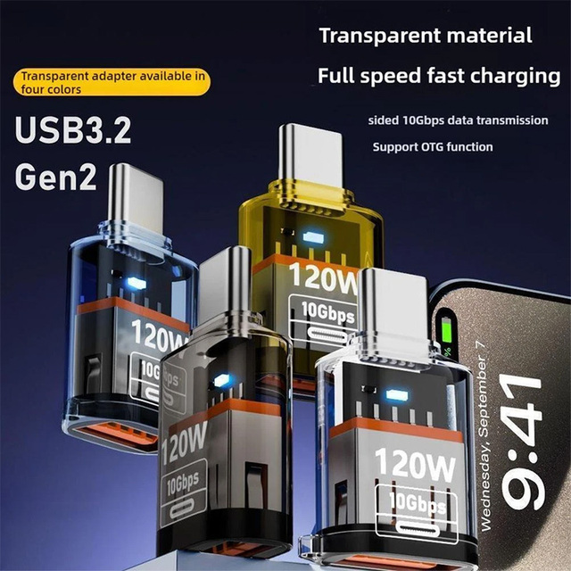 Xput USB-C OTG Adapter, 120W Fast Charge 10Gbps Data Transmission, Type C to USB Female Converter for Tablet & Wireless Mouse