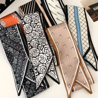 Syal Poliester Jilbab Bermotif Syal Leher Modis Ikat Rambut Diagonal Ikat Pinggang Serbaguna Pita Mengalir Panjang