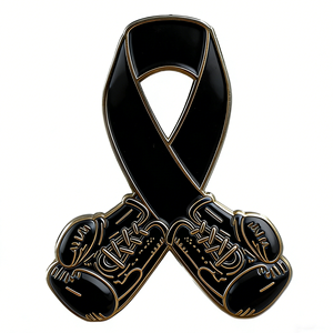 Red Ribbon Shoe Emblem <b>Pin</b> Black Nickel Plated Iron Hard Enamel Custom <b>Badge</b> for Awareness Gift - Product Image 3
