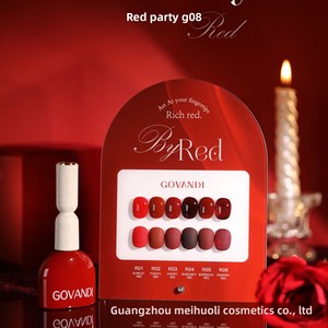 2024 Govadni nouvelle série rouge vernis à <span class=keywords><strong>ongles</strong></span> colle 6 couleurs pour noël nouvel an LED Source de lumière transfrontalière petit ensemble bouteille - Product Image 6