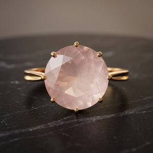 Bagues élégantes et tendance en quartz rose, pierre précieuse minimale - Product Image 4