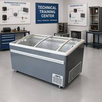 Congelador Horizontal Comercial para Supermercado, Color Gris/Blanco, con Enfriamiento Directo, Control Digital y Descongelación Automática