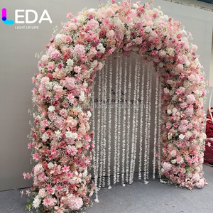 ซุ้มดอกไม้แต่งงานทรงกลมสองด้าน LEDA โรแมนติก ประดับด้วยกุหลาบสีชมพูและดอกยิปโซฟิลลา - Product Image 2