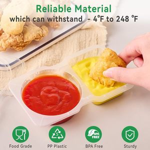 20 Hộp đựng gia vị nhựa nhỏ hai ngăn có nắp, dùng trong nhà bếp, đóng gói đồ ăn, đồ chấm, đồ ăn nhẹ, xuất khẩu - Product Image 4