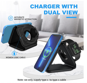 Chargeurs à <span class=keywords><strong>induction</strong></span> à charge rapide Support de <span class=keywords><strong>chargeur</strong></span> sans fil magnétique 3 en 1 pour <span class=keywords><strong>iPhone</strong></span> <span class=keywords><strong>12</strong></span>/13 Watch AirPods - Product Image 2
