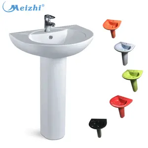 China supplier bathroom red blue orange black green color pedestal basin